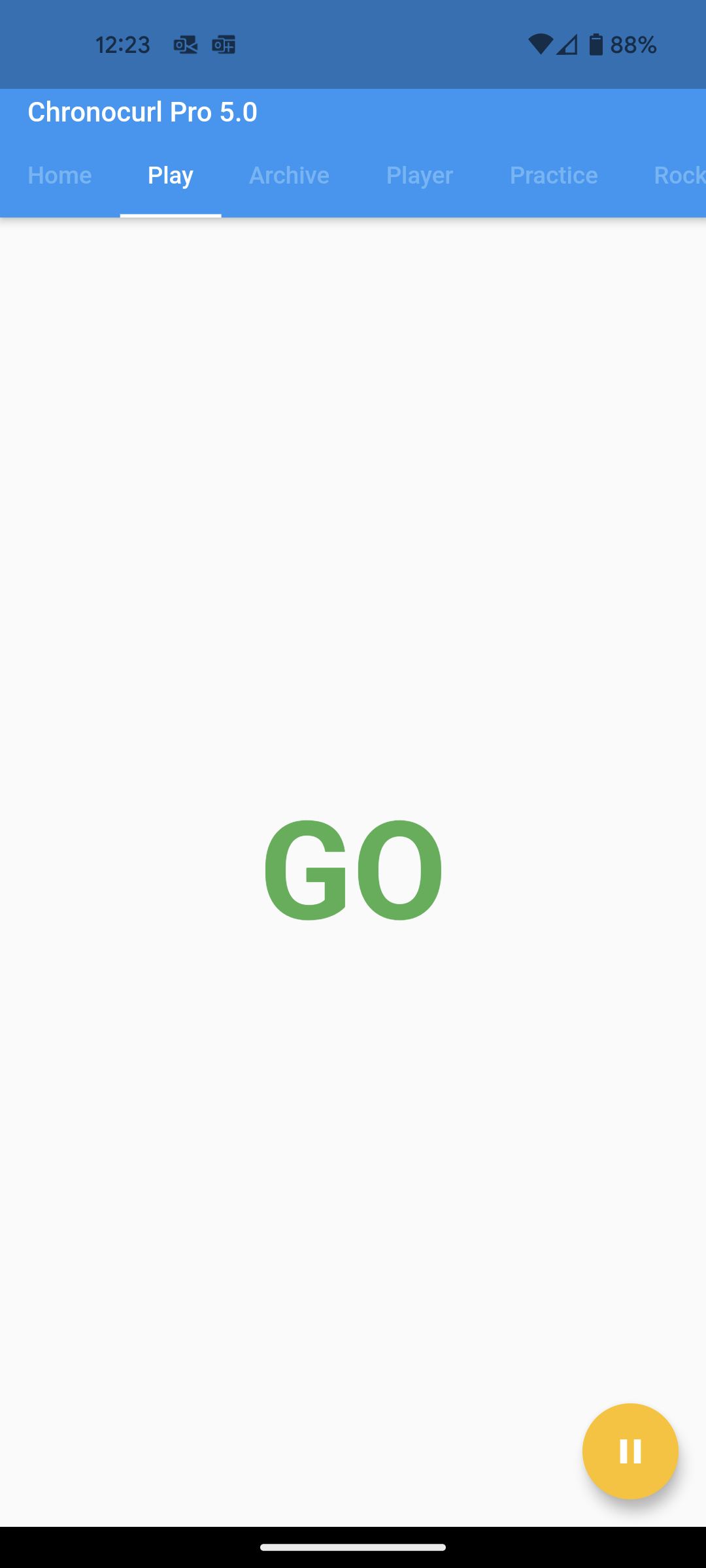 System is armed and ready when the yellow Pause button is displayed